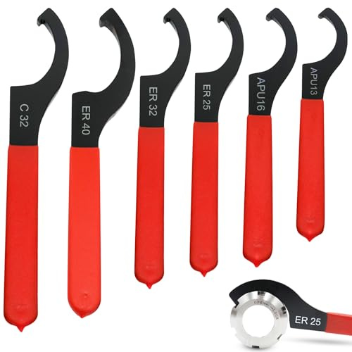 Leikurvo Set di 6 chiavi per filettatura, chiavi a gancio, utensili CNC, chiave meccanica per viti a mezzaluna con impugnatura antiscivolo