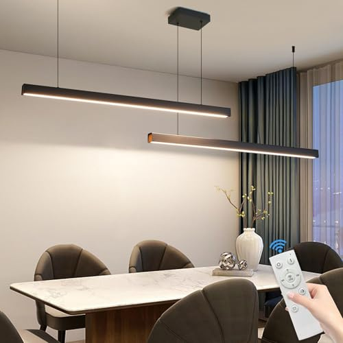 Mikeru 180cm Moderne LED Pendelleuchte, Doppel Pendelleuchten Esstisch Dimmbar Memory 3000K/4500K/6000K Höhenverstellbar Hängeleuchte 10% bis 100% Esszimmer Leuchte für Wohnzimmer, Küche