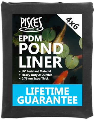 Pisces Epalyn EPDM Rubber Garden Pond Liner 4m Width x 6m Length - Strong Durable Water Feature Lining