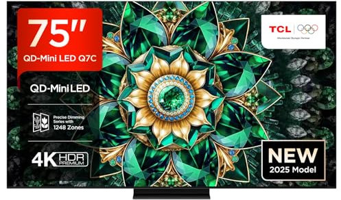 TCL 75Q7C QLED Mini LED Fernseher, 75 Zoll, 4K HDR Premium, Dolby Vision IQ & Atmos, Smart TV mit Google TV, Bang & Olufsen 6.2.2 Sound, 144Hz VRR, AMD FreeSync Premium Pro, HDMI 2.1, AirPlay 2