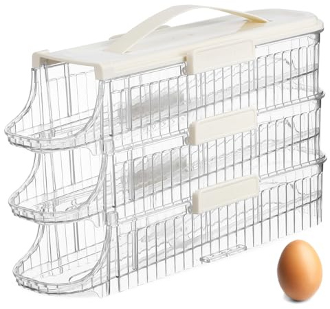 SAFIGLE Rangement à Œufs Pour Réfrigérateur Boîte à Œufs Avec Couvercle à Roulettes à Compartiments
