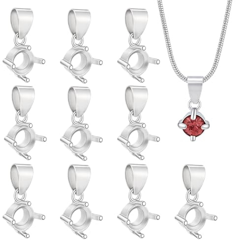 PH PandaHall 10pz Ottone Vuoto Cornice Pendente Vassoio Rotondo Cabochon Aperto Posteriore Platino Cabochon Base Pendente Ciondolo per Gioielli Collana Fai Da Te, Vassoio 6mm
