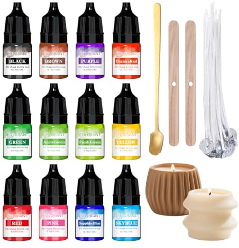 MOLZINY 12 pezzi Candele Coloranti Coloranti per Cera di Candela Pigmenti colorati per polvere da colata Altamente Concentrato Coloranti per Cera per Candele Fai da Te per la produzione tintura