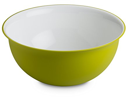 Omada Design Schüssel für Pasta und Salat (3,5 Liter), Schüssel aus Polypropylen und integrierten antimikrobiellen Mitteln eliminiert Bakterien und Pilze. Made in Italy Linea Sanaliving Weiß Apfelgrün