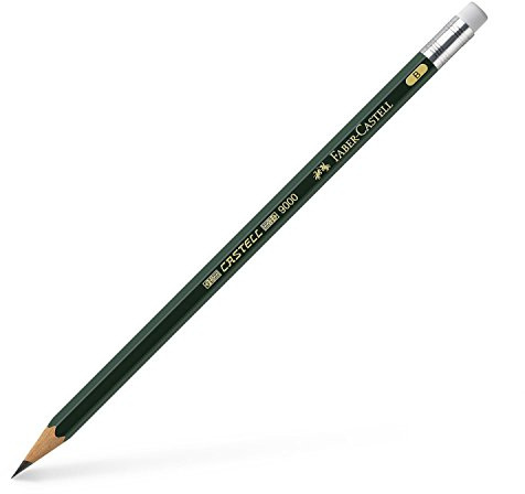 FABER-CASTELL 119201 - Bleistift Castell 9000 mit Gummitip, Härtegrad B