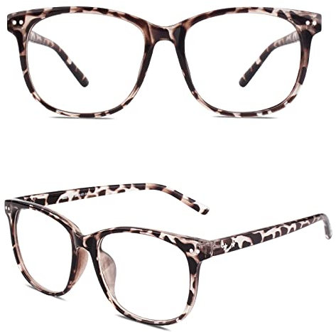 GQUEEN Hornbrille Brille Ohne Stärke Fake Brille Nerdbrille Damen Herren Großer Rahmen UV400,PE1