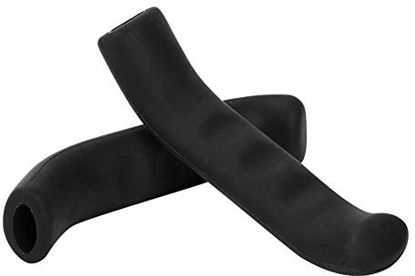 1 Pair Soft Handlebar Grips Cover, Black Brake Grip, Silicone Anti-Slip Brake Lever Covers for Mountain Fixed Gear Folding Bike(Black)