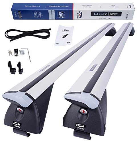 DGH SYSTEM Kompletter Aluminium-Dachträger Relingträger Easy Line Advanced 120 cm kompatibel mit Hyundai Kona SUV 2017- mit geschlossener Dachreling, abschließbar, Nutzlast 90 kg