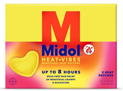 Midol Heat Vibes Menstrual Pain Relief Patches, for Period Cramp and Backache Relief, Pack of 3