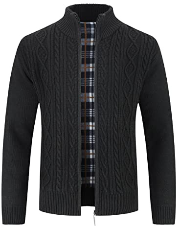Sliktaa Gilet Cardigan Hommes Slim Fit Casual Veste Grosse Maille Col Droit 5 Couleurs Unie Confortable