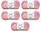 Gründl Wool Cotton Quick Batik Knitting Yarn/Crochet Yarn (Yarn with Colour Gradient 100% Cotton, Oeko-Tex Certified, 100 g / 260 m, Needle Size: 3-4, 5 x 100 g), Cream/Pink/Lilac