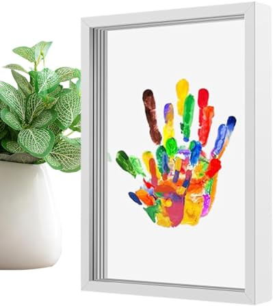 Family Handprint Set, Handprint Family Set, Children's Handprint Frame, Transparent Sheets, Wooden Frame Set, Transparent Craft Set for New Parents for Home Decoration After Birth