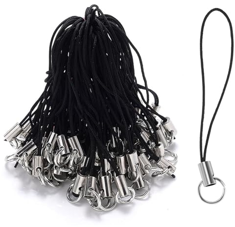 LEIBOCHAO 100 piezas de correa de cordón simple para teléfono celular para llaves, llaveros, bucles de dijes para teléfono celular con mosquetón,correa de anillo llavero USB