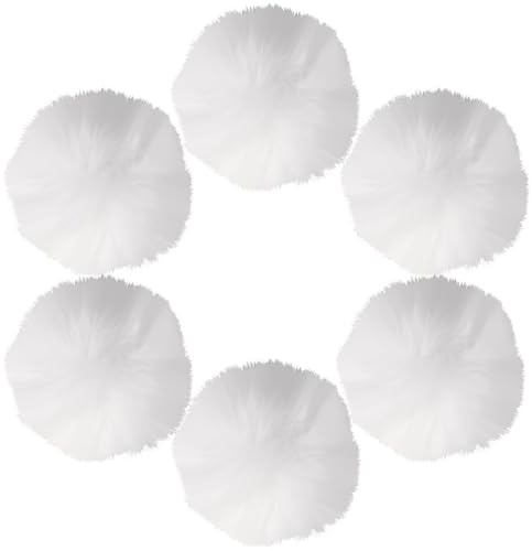 6 Piezas Pompones, 7cm PompóN de Piel SintéTica, Redondo Pompone de Colores, Esponjoso Pompomes Decorar para Sombreros Llaveros Bufandas árbol de Navidad DIY Pompome Accesorios 3 Color (Blanco)