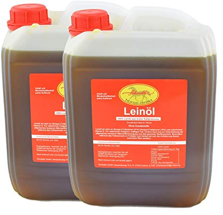 Scheidler horse-direkt Leinöl für Pferde, Hunde & Katzen 2X 5 Liter – Mühlenfrisch kaltgepresstes Leinsamenöl ohne Zusätze – Reich an Omega 3 & 6 für Fellwechsel/Barf Öl– Aus Deutschland