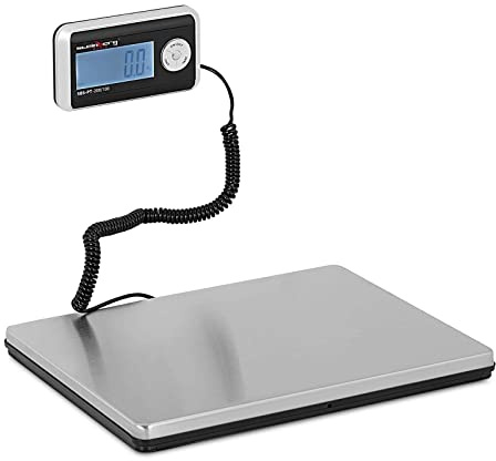 Steinberg Systems SBS–PT–200/100 Paketwaage Plattformwaage Digitalwaage (200 kg / 100 g, 31,0 x 38,5 cm, LCD Display, 4x AA/AC/DC) Silber