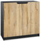 Vladon Sideboard Logan, Made in Germany, Kommode mit 2 Türen, Schwarz matt/Eiche Natur (82 x 78 x 37 cm)