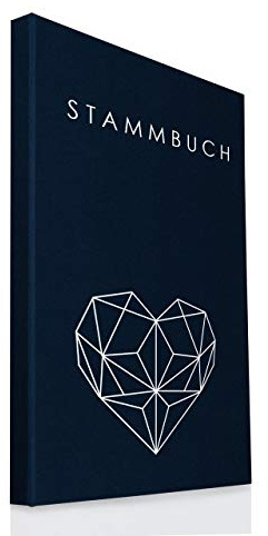 Hochzeitideal – Stammbuch der Familie Serie Geometric Dunkelblau DIN A4- Buchbinderleinen Stammbuch Hochzeit - Familienbuch Standesamt mit 4-fachRingmechanik 3 Klarsichthüllen