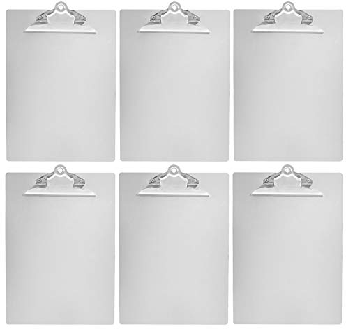 Amazon Basics Klemmbrett, Aluminium, US-Letter-Format, Standard-Klemme, 6Stück, Silber