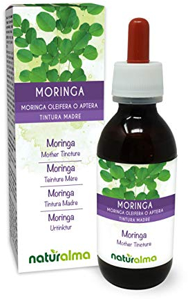 Moringa (Moringa oleifera oder Moringa aptera) Blätter Alkoholfreier Urtinktur Naturalma - Flüssig-Extrakt Tropfen 120 ml - Nahrungsergänzungsmittel - Veganer