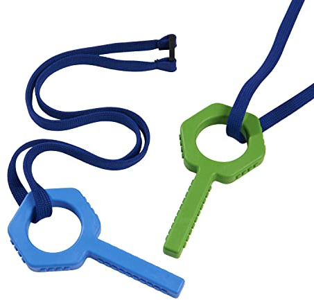 Sensory Direct Chewbuddy Pling Grab Lot de 2 jouets sensoriels à mâcher ou aide à la dentition | Pour enfants, adultes, autismes, TDAH, TDAH, SPD, moteur buccal ou anxiété | Bleu et vert