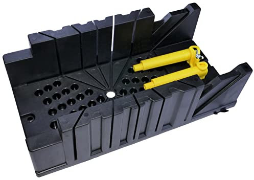 AERZETIX - C55121 - Caja de ingletes 325x122 mm + 2 cuñas excéntricas - ángulos de corte 45°/90°/22.5° y corte inclinado 45° - para cornisas listones madera molduras