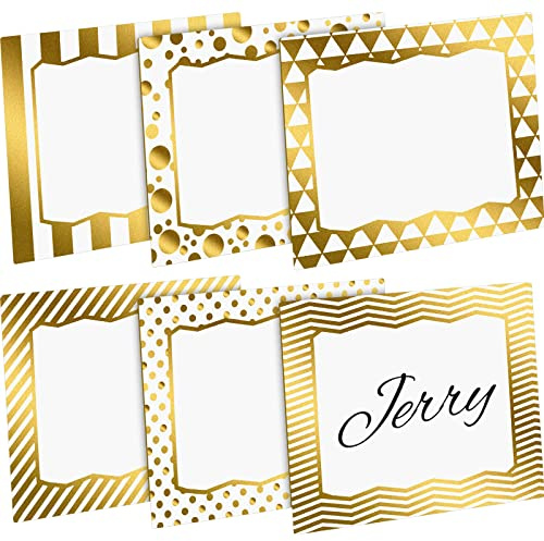 Pajean 240 Pcs Gold Gift Labels for Presents Self Adhesive Gift Tags Gold Sticky Labels Sticker Name Badge for Themed Party School Office Holiday Wrapping Essentials, 3 x 3 Inch