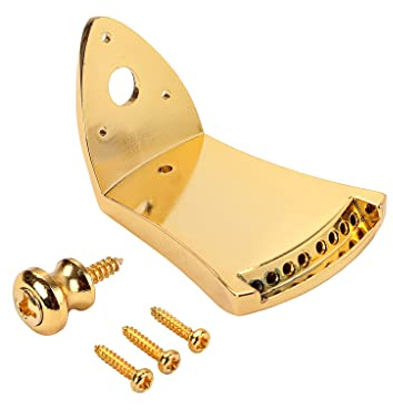 Alnicov Métal Triangle Mandoline Cordier Pièces de Rechange avec Vis Serrure de Sangle de Guitare pour 8 Cordes Arquée Top Mandoline (Or)