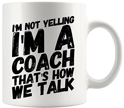 Panvola I'm Not Yelling I'm A Coach Gift Sports Gym Trainor from Team Members Appreciation Gift Football Soccer Basketball Coach Inspirational Motivational Ceramic Coffee Mug 11 oz Black