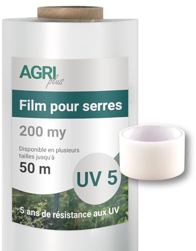 AGRI plus Film de Serre avec Bande de réparation I 4,5 x 5 m I épaisseur 0,200 mm I Film de Jardin pour Couverture I bâche de Protection résistante aux intempéries & 5 Ans de résistance aux UV