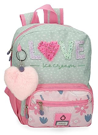 Enso Love Ice Cream Rucksack, anpassbar, Grün, 23 x 28 x 10 cm, Polyester, 6,44 l, grün, Talla única, Anpassbarer Rucksack