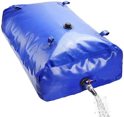 oumuik Wassertank für Schubkarren I Mobiler Outdoor-Wassersack mit Auslassventil und Rutschfester Matte I Faltbarer Wasserkanister aus extra starkem PVC I Wiederverwendbar 240 l