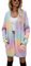 Jamron Femme Mode Tie-Dye Arc-en-Ciel Cardigan Manteau Long Léger Pull en Tricot Ouvert Devant Rose SN602C226 M
