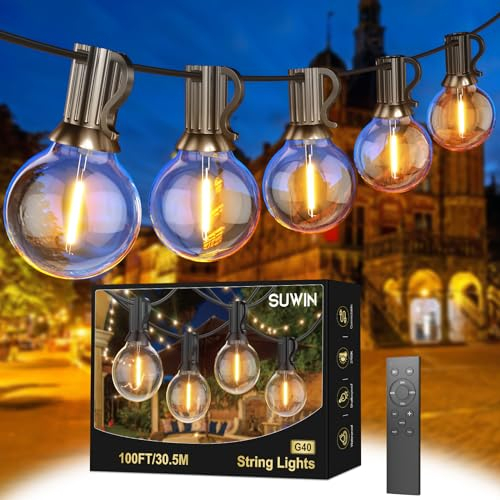 LED Lichterkette Außen 30M - Outdoor Lichterketten Glühbirnen mit 50+2 Dimmbar Birnen Wetterfest Warmweiß, Lichterkette Aussen Strom Mit Fernbedienung für Terrasse Balkon Garten Camping