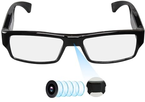 Hereta Lunettes caméra espion avec support vidéo jusqu'à 256 Go carte TF 1080p Enregistreur vidéo portable (carte TF 32 Go incluse)