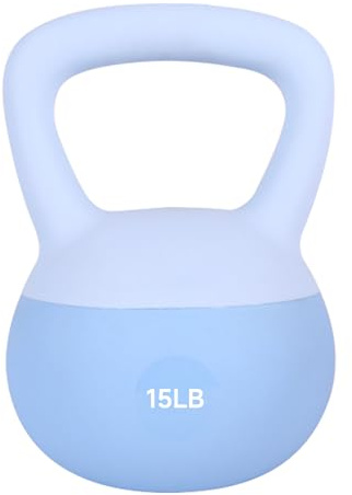Leikefitness Soft Kettlebells,Steel Shot Filled Weights for Women and Men,Color Coded Anti Slip Soft Kettlebells,Home workout (BLUE, 15 LB)
