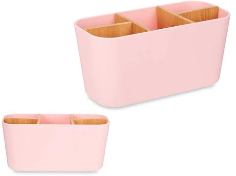 Organizador Escritorio, Organizador de Maquillaje, Portacepillos, Portaobjetos sobremesa Mandos TV, Portalápices Multiusos para Oficina, Accesorios Para Baño, Portalapices Escritorio (Rosa, Grande)