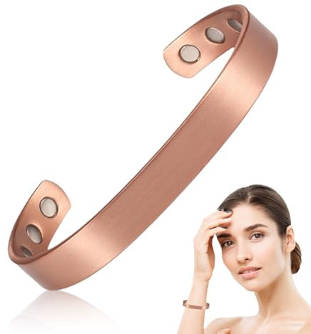 MWUMRCM Kupfer-Magnetarmband für Damen und Herren,Kupfer-Armband für Männer und Frauen reines Kupfer Armreif einstellbar mit 6 Magneten für Damen