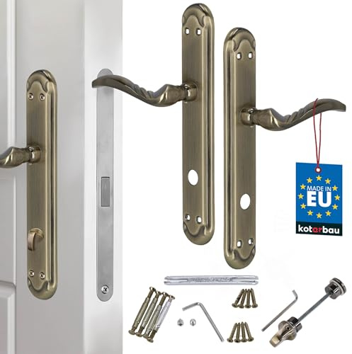 KOTARBAU® Tirador de puerta de 90 mm, herraje para puerta de inodoro, placa larga, tiradores de puerta, juego de manillas interiores, roseta larga, juego de picaporte, picaporte de puerta, picaporte