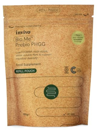 Bio.Me Prebio PHGG Refill Pouch (30 Day Supply) - Prebiotic Fibre Powder Supplement - Water Soluble Fibre to Support Microbial Bacteria Diversity in The Gut - Vegan Friendly & Gluten Free - by Invivo