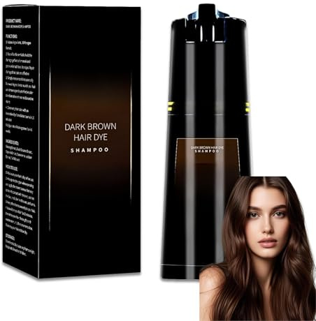 Dark Brown Hair Dye Shampoo, Hair Care Instant Dye Shampoo,3 in 1 Natural Plant hairdye, Color Shampoo to Cover Grey Hair for Women and Men