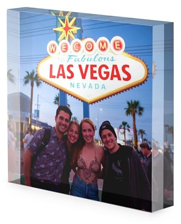 Personalised Photo Print Acrylic Block - Square Freestanding Picture Plaque 15x15cm - Custom Image Display Gift him her couples for Birthdays, Weddings, Anniversaries or Memorials