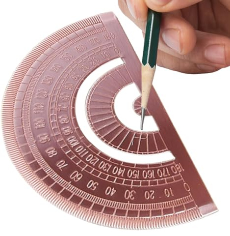 Angle Measuring Protractor - Angle Measuring Tool for Drawing, 180 Degree Metal Measuring Protractor for Engineering Carpentry Students Woodworking