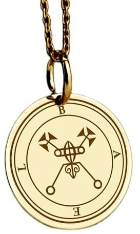 Collar Exclusivo de Plata de Ley ley 925 24 mm | Cadena 45 cm | Colgante Elegante la Llave Menor Salomón con el Sigilo Bael | Joyería de Lujo Pseudomonarchia Daemonum | Amuleto del Rey Infierno | Tali