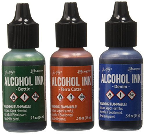 Ranger Adirondack Alcohol Ink 1/2-Ounce, 3-Pack, Rustic Lodge, Bottle/Terra Cotta/Denim (AAI-19770)