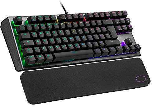 Cooler Master CK530 V2 Tenkeyless Mechanical Gaming Keyboard - Per-Key RGB Backlighting, On-the-Fly Controls, Aluminium Top Plate and Wrist Rest Included - UK Layout/Red Switches