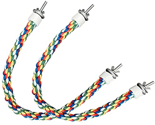 Kiddisie 2PCS Bird Rope Perches, Colorful Cotton Parrot Toys Comfy Perch for Rope Bungee Bird Toy 21 Inch