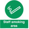 Schild mit Aufschrift Staff Smoking Area, 150 x 150 mm, S15