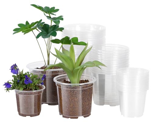 JERIA Paquete de 30 macetas Transparentes de 6/5/4 Pulgadas con Agujeros de Drenaje, macetas Transparentes para Plantar, macetas de plástico Transparente, Maceta Duradera para Plantas suculentas