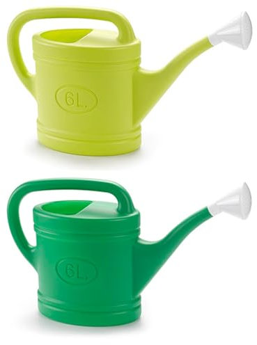 ACAN Tradineur - Pack de 2 Regaderas de plástico - Capacidad 6 litros - Utensilios de jardinería, riego, casa, balcón, terraza, Patio - Color Aleatorio